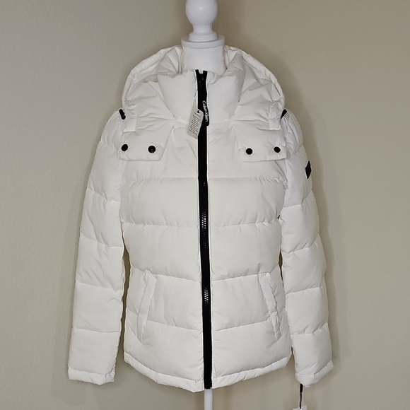 Calvin Klein White Puffer Coat Jacket with Hood - Picture 2 of 16